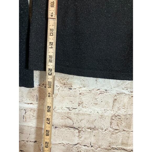 C'Est City Top Womens Medium Silk All Over Glitter Black Long Sleeve Stretch - Picture 7 of 11